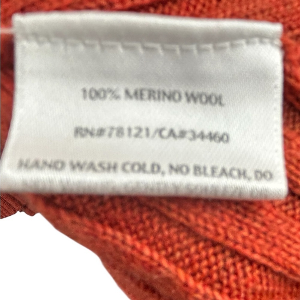 Eileen Fisher Merino wool V-neck Ribbed Tunic Sweater Size M Burnt Orange - Picture 7 of 12